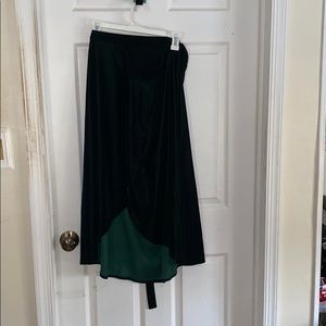 Green velvet wrap tie midi skirt from gap NWT